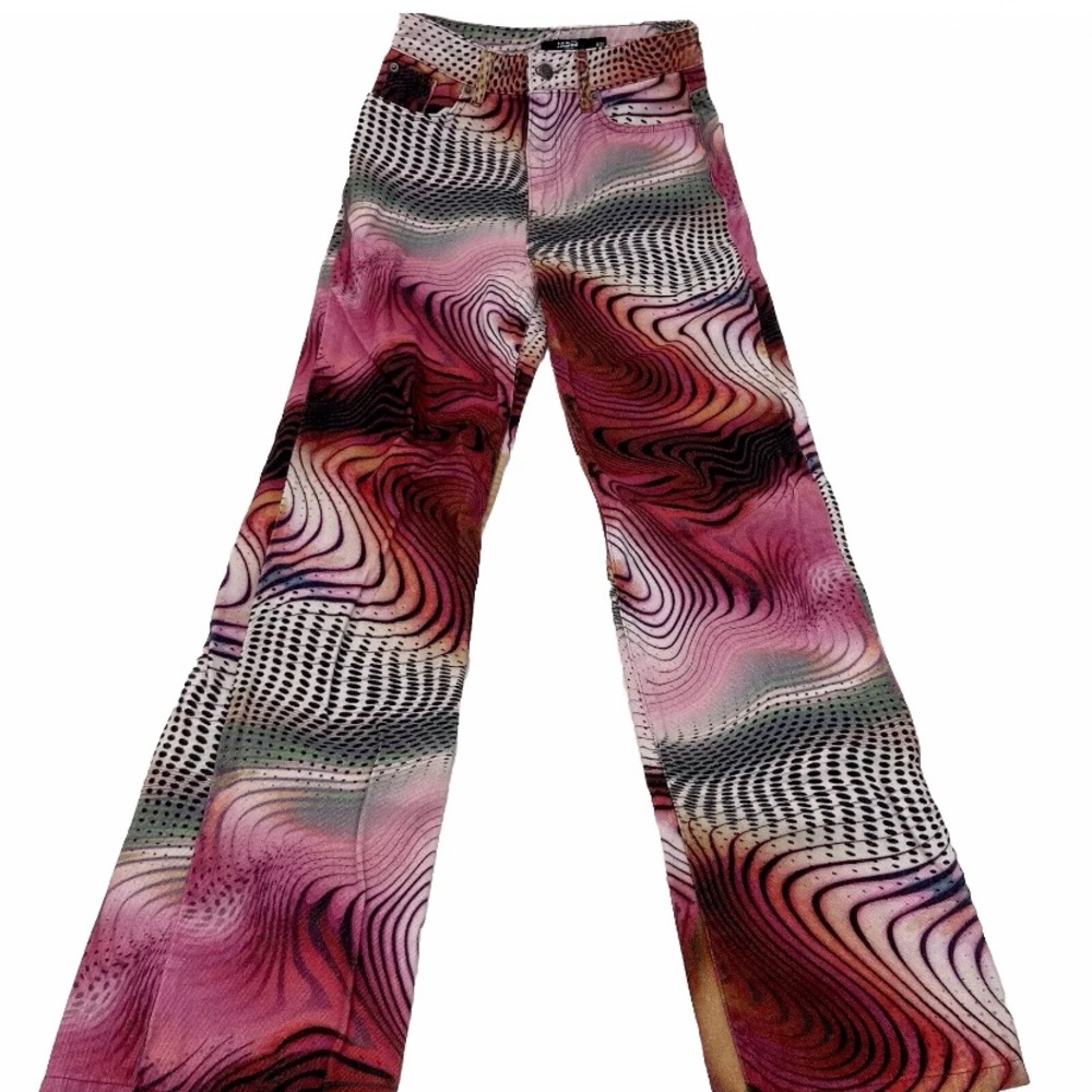 Jaded London Y2K Swirl Print Womens Slouchy Fit Boyfriend Jeans Size 26